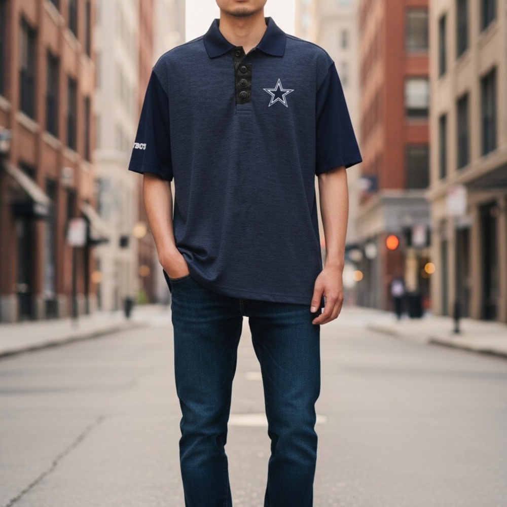 Classic Navy Polo Shirt with Star Emblem